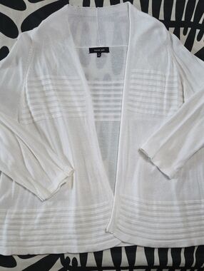 Vero Moda White Open-Front Ribbed Detail Cardigan